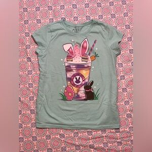 🌟❣️4/$10 M(7/8) Children’s Place Mint Green Bunny Graphic Tee Straw-bunny latte